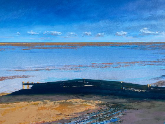 'East Beach Breaker III' Beach, seascape, coastal oil painting