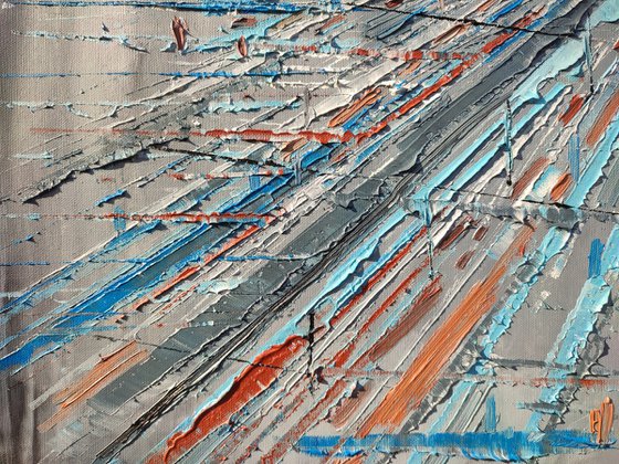 Abstract oil painting "City lines 10". Size 15,7/19,7 inches, 40/50cm, stretched