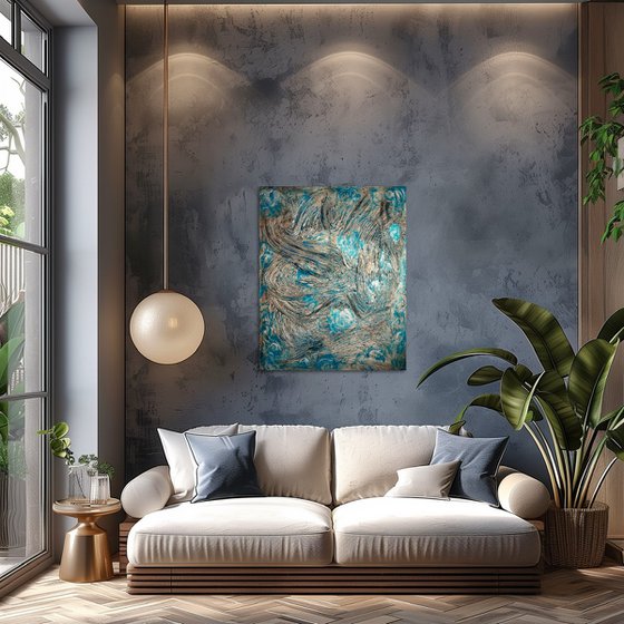 «Deep im Ozean» Azure blue