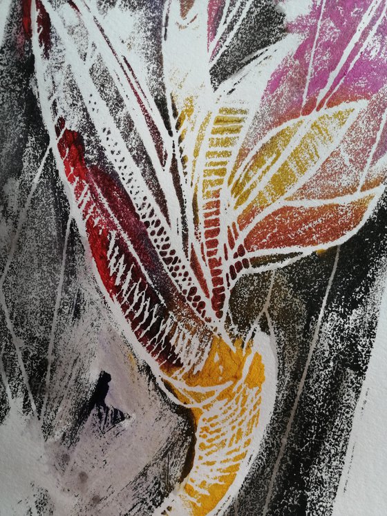 bird of paradise flower - Monotype 09