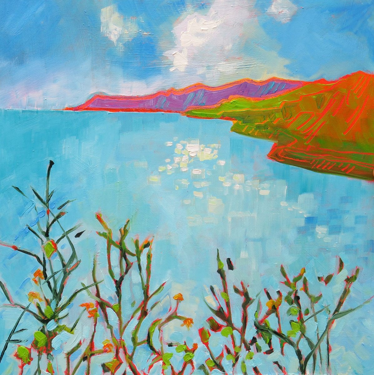 Turquoise Summer Bay By Mary Kemp, 12 X 12, Artwork For Sale On Artfinder