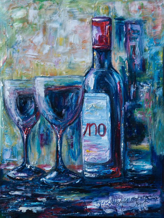 Wine #3 palette knife by OLena Art - brand