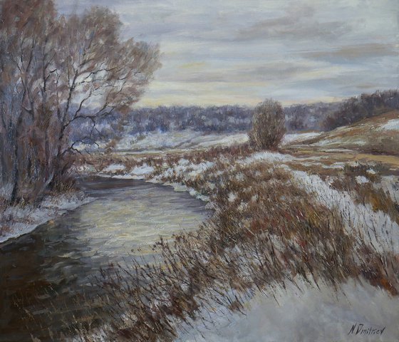 The Silver Day - sunny winter landscape painting