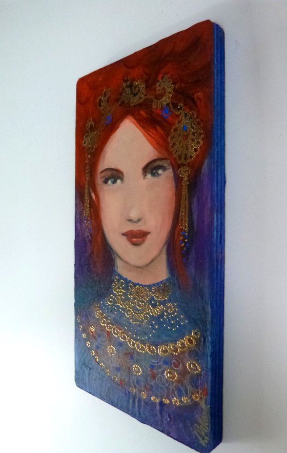 Electra 20 x 10 cm on wood.