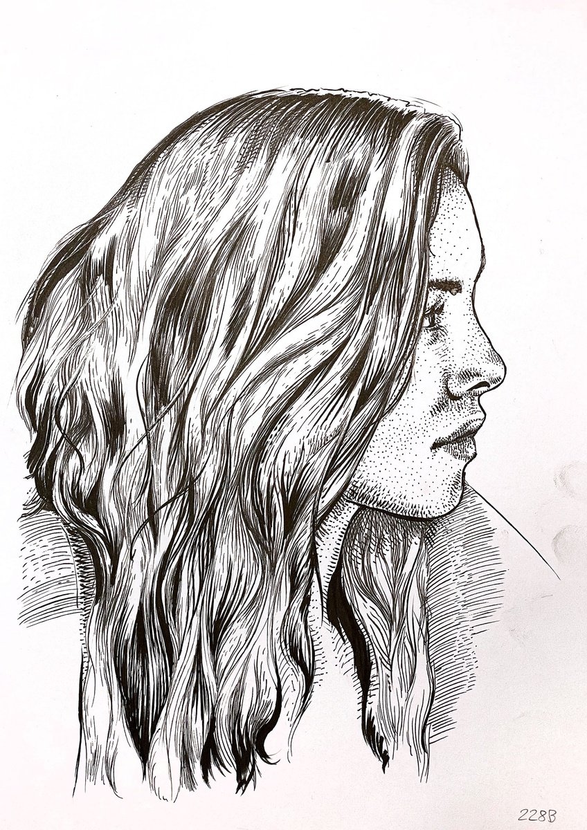 Portrait Ink Drawing By Dario Moschetta, 8 X 11, Portrait 228B.2021, Original Artwork