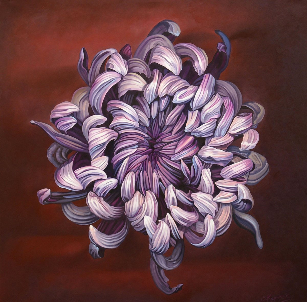 40 Purple Flower / Large Floral Oil Painting on canvas by Irini Karpikioti