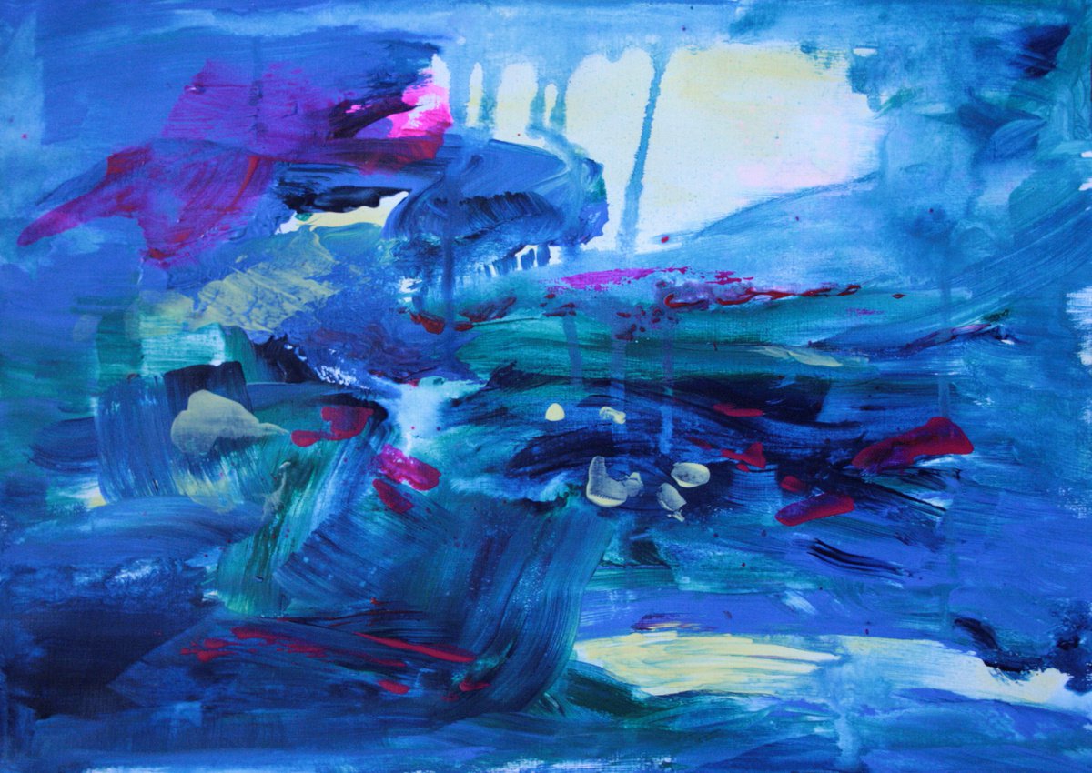 Expressive Abstract Acrylic Painting By Salana Art / Svetlana Samovarova, 17 X 12", Expression Iv, Original Artwork