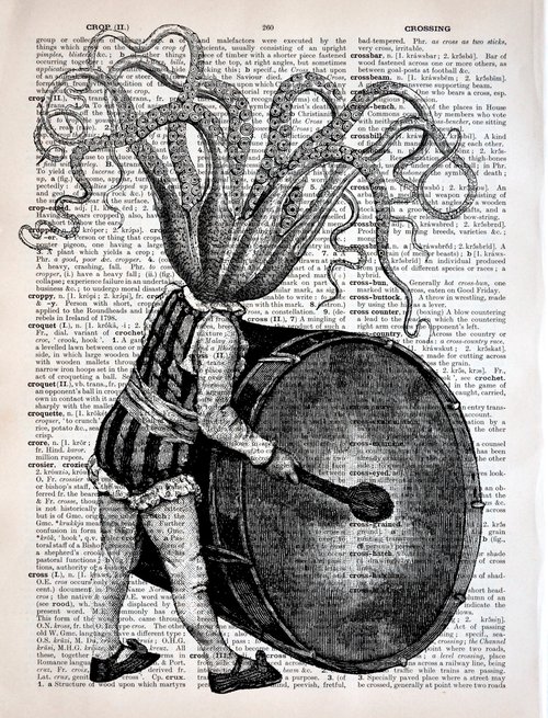 The Tin Drum - Collage Art Print on Large Real English Dictionary Vintage Book Page by Jakub DK - JAKUB D KRZEWNIAK