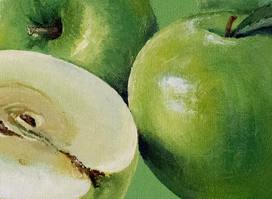 "APPLES ON GREEN BACKGROUND"