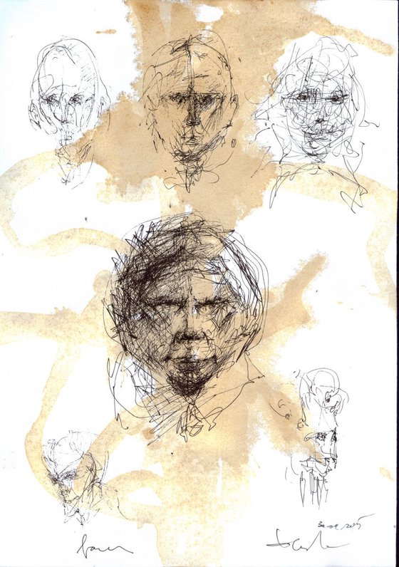 Spontane faces drawings Travelers Human face expresivity MASTER OVIDIU KLOSKA special OFFER