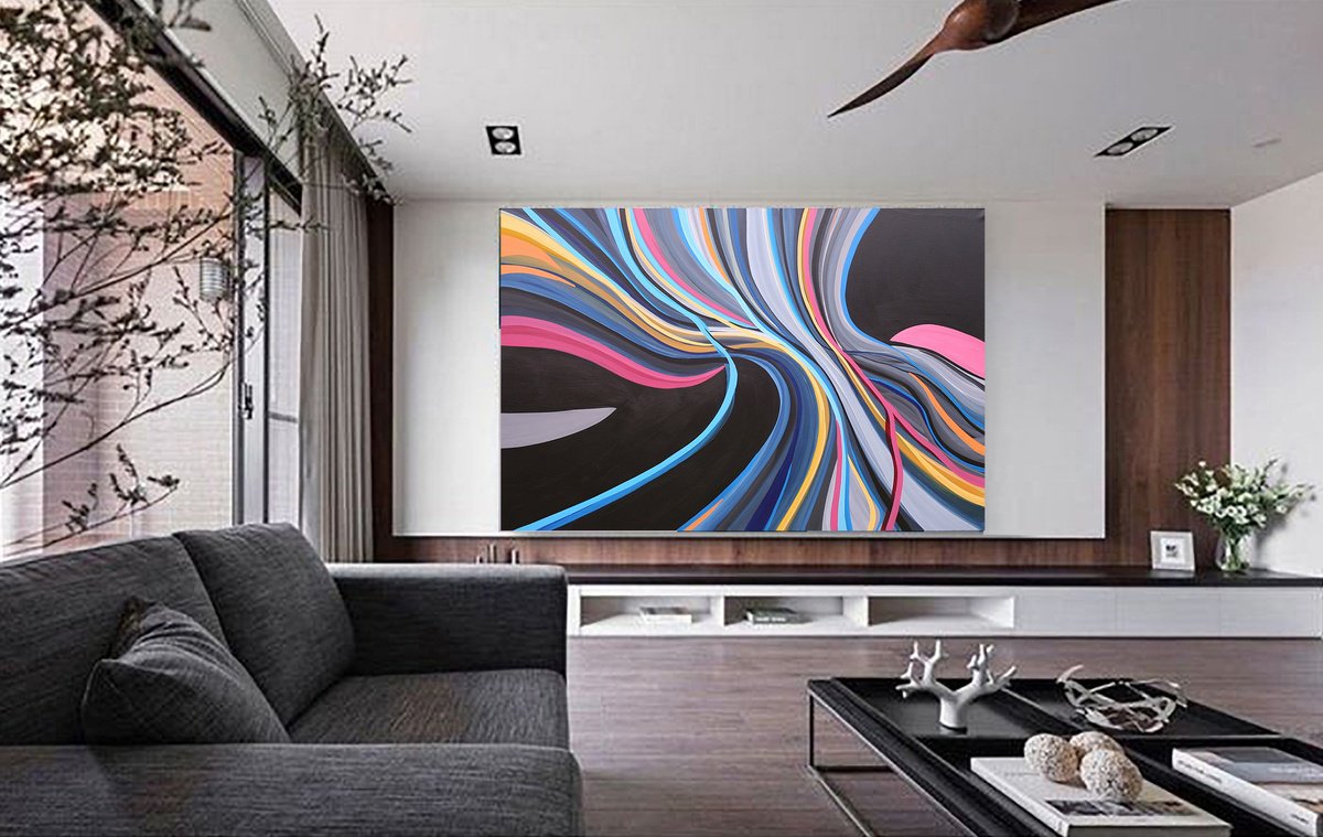 Organic Abstract Acrylic Painting By Susan Wooler, 59 X 39", Equivocation, Original Artwork