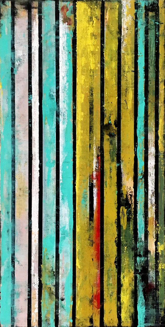 Stripe 9 48x24" Abstract Painting on Canvas