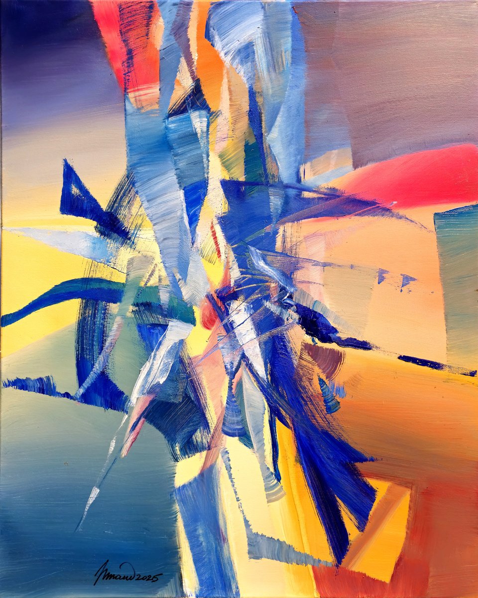 Abstract Oil Painting By Taidakov Nikolai, 31 X 39", What A Beautiful Day, Original Artwork