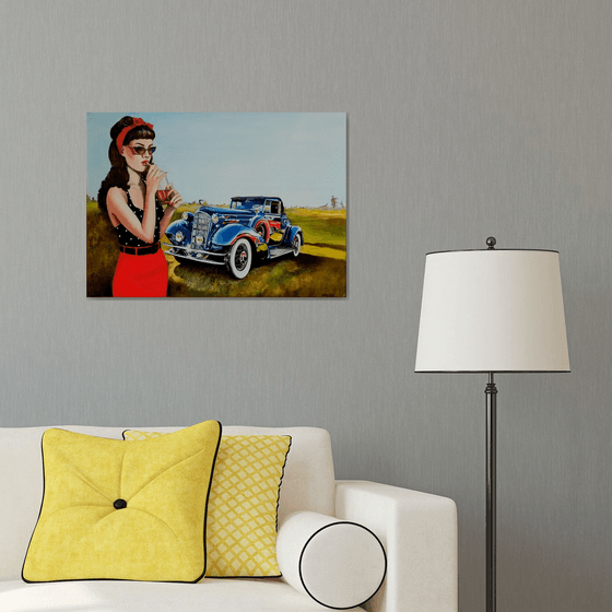 Pin up with vintage car