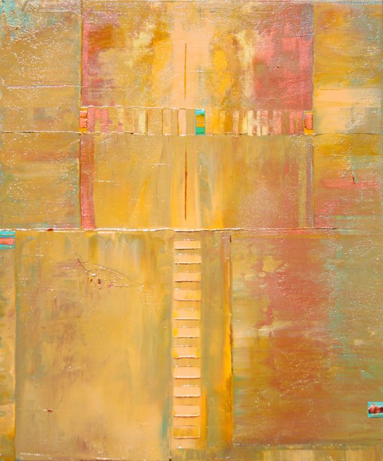 Yellow Golden Primitive Harvest Abstract