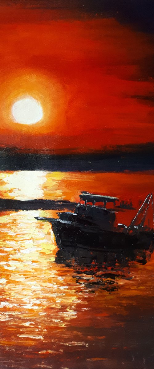 Sunset /  ORIGINAL OIL PAINTING by Salana Art Gallery