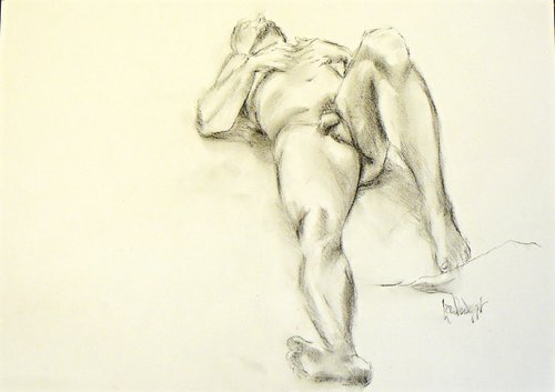 Male nude - lying by Louise Diggle