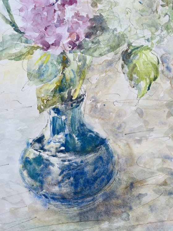 Hydrangea in vase. 30in.x22in