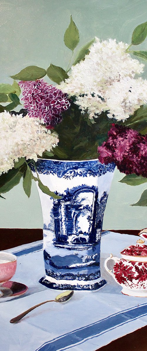 Lilacs & Spode by Gray Jacobik