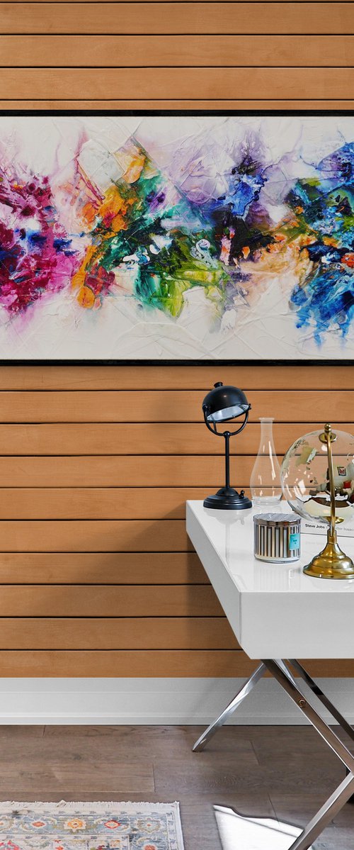 Mini Bouquet 160cm x 60cm Textured Abstract Art by Franko