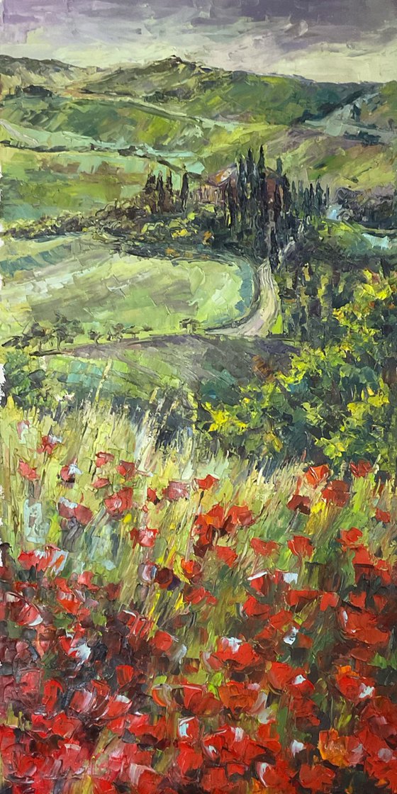 "Poppies of Tuscany. Before the rain."