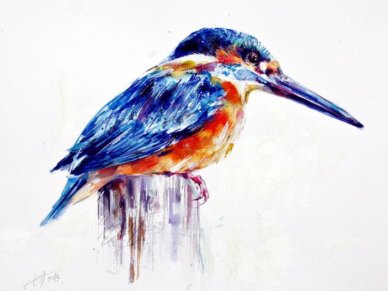 kingfisher watercolour A3
