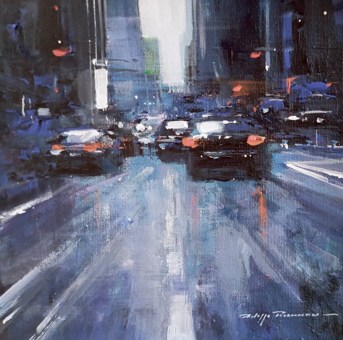 Impressionistic Painting , Nyc N° 2235 By Philippe Perennou, 8 X 8, Artwork For Sale On Artfinder