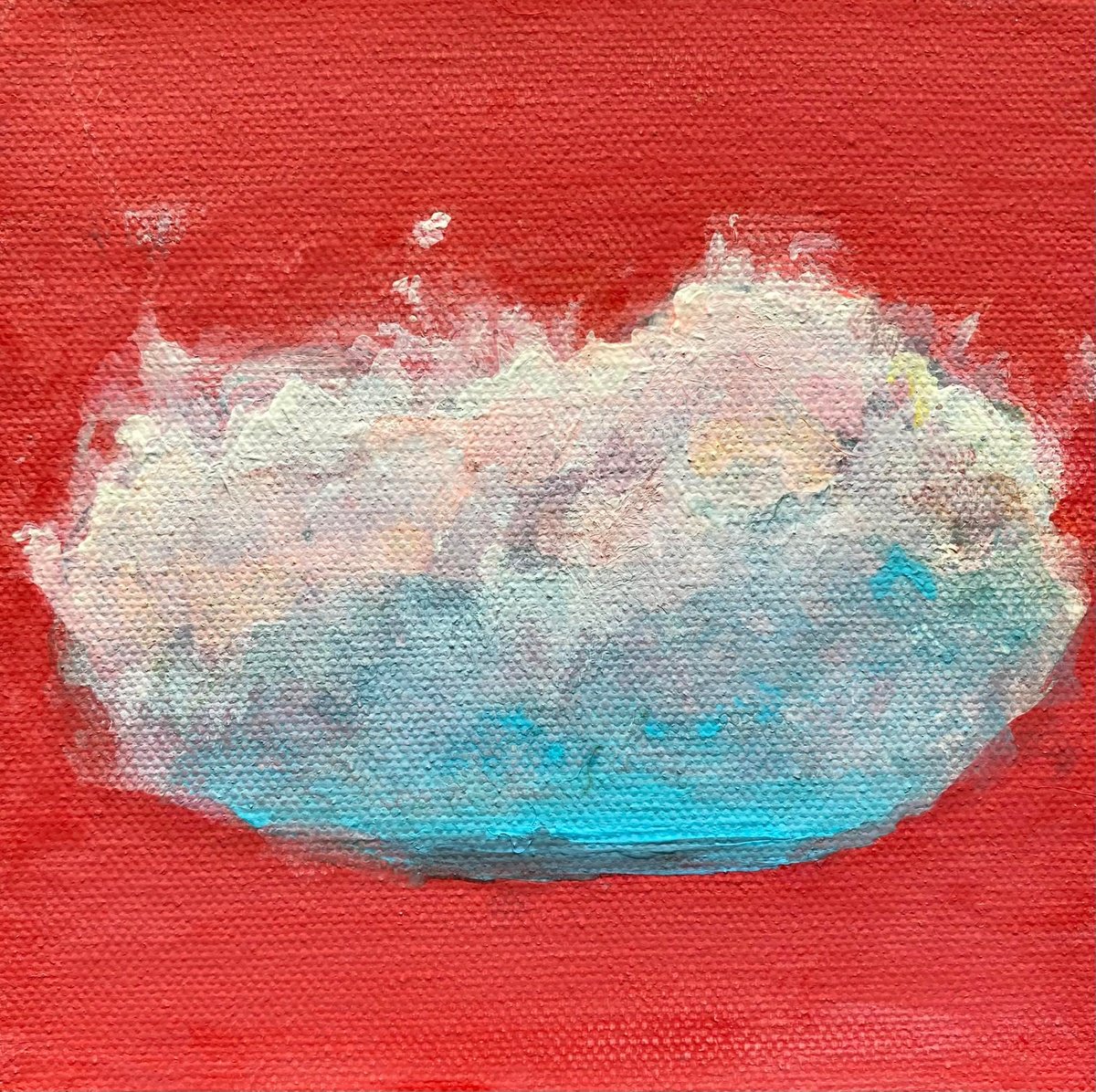 Expressive Landscape Painting By Samah Kthar, 6 X 6", Cloud Series: Passion, Original Artwork