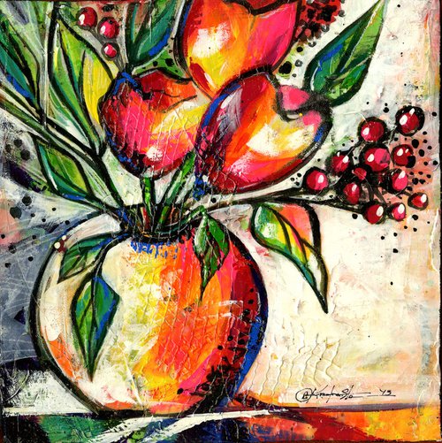 Floral Fantasy No. 21 - Flower painting by Kathy Morton Stanion by Kathy Morton Stanion