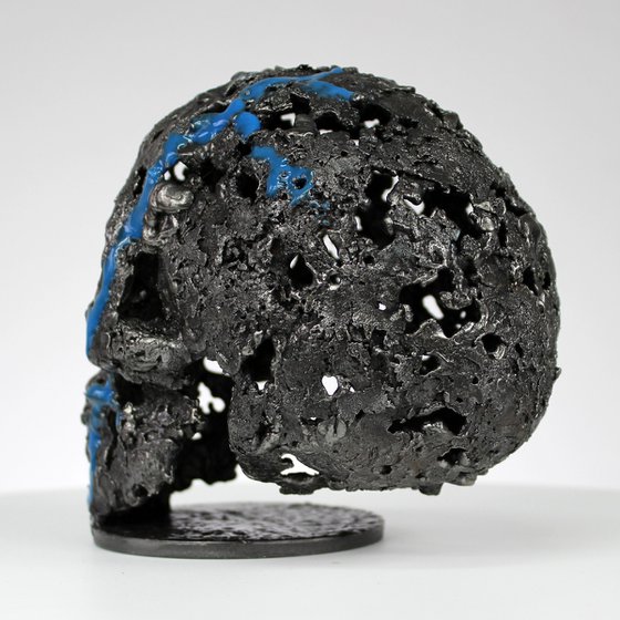 Skull CXXXIX - Skull artwork steel blue pigment