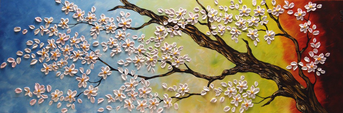 Blossom Plum - 60 x 20 by Nataliya Stupak