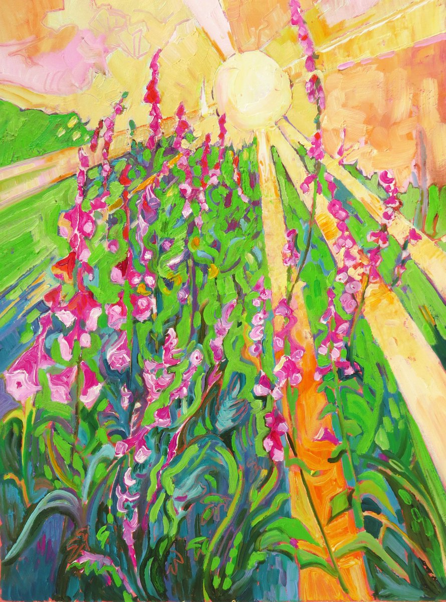 Sunrise with Pink Foxgloves by Mary Kemp