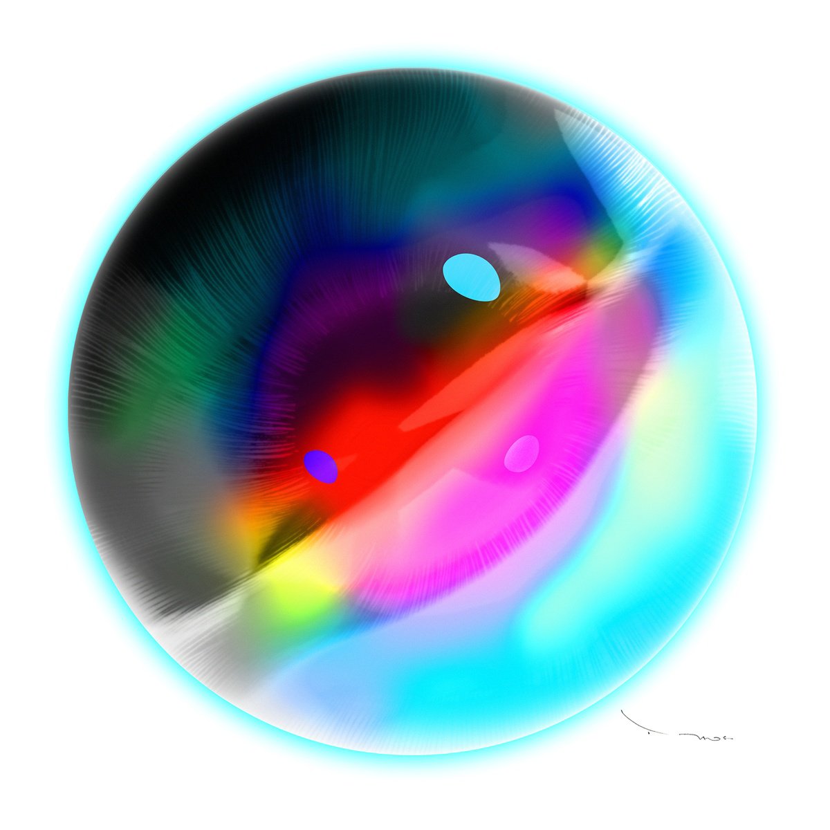 Surrealistic Abstract Print By Tehos, 24 X 24", Tehos - Circle 60-01, Original Artwork