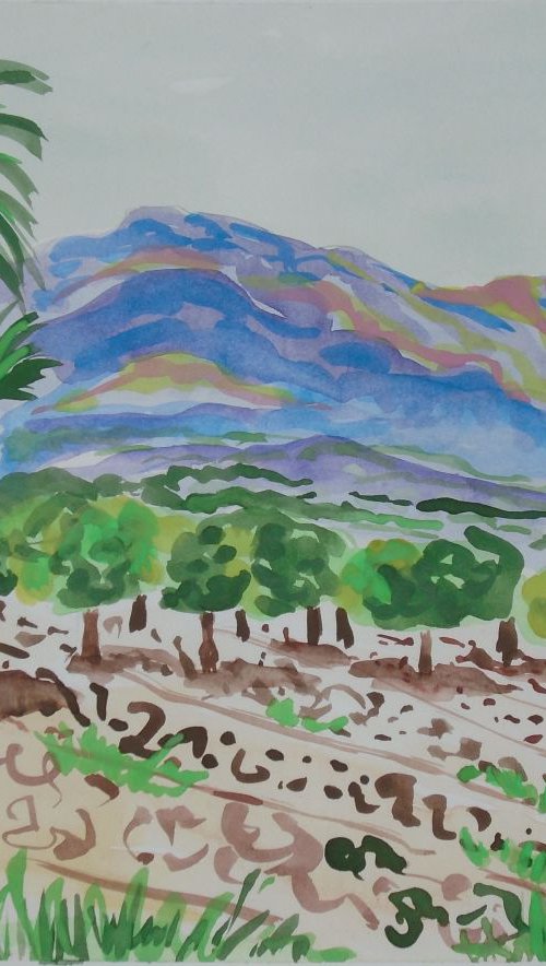 Mountains, Palms and Orange trees II by Kirsty Wain