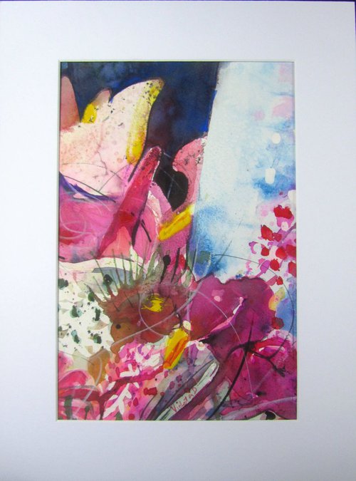 Abstract Birthday Flowers 1 by Violeta Damjanovic-Behrendt