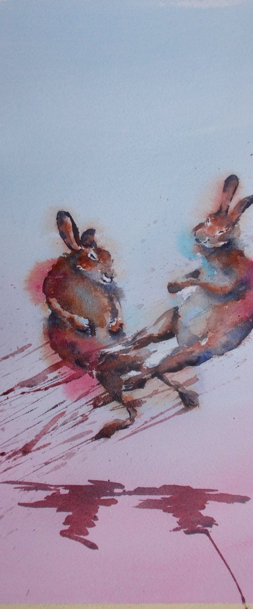 jumping hares by Giorgio Gosti