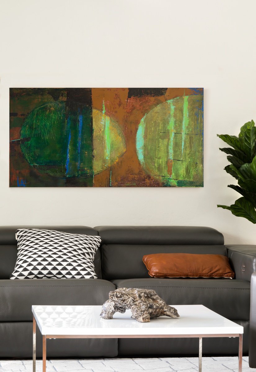 Abstract Oil Painting By Bo Kravchenko, 48 X 24, Binary Abstract Expressionism, Original Artwork