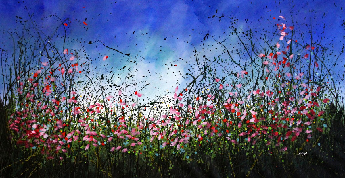 The New Order #2 - Super sized original abstract floral landscape by Cecilia Frigati