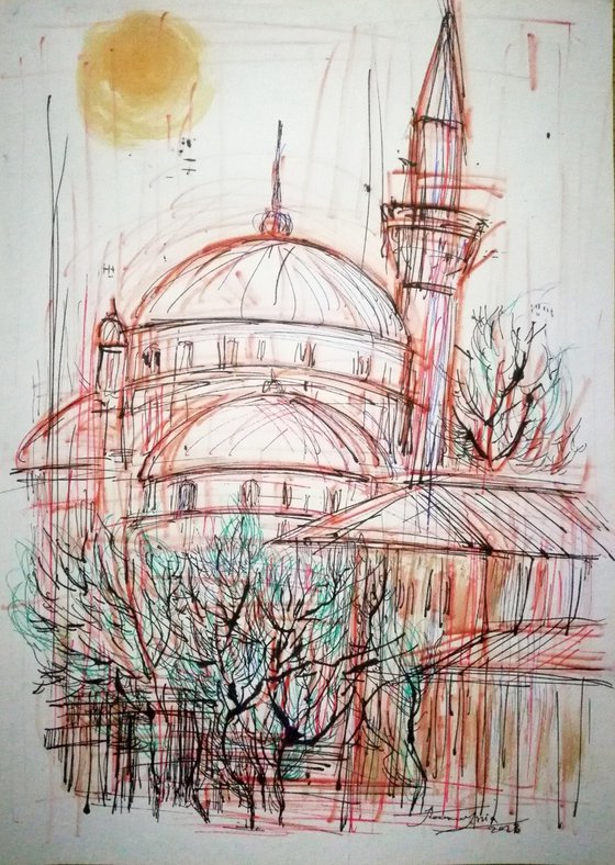 Şişli Mosque, Drawing on paper