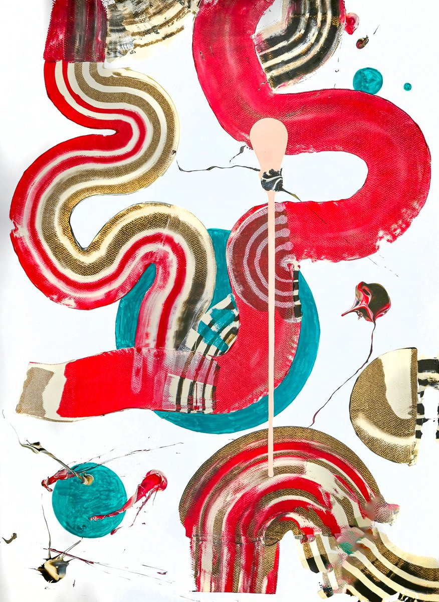 Abstract Acrylic Painting By Sumit Mehndiratta, 22 X 30", Placate, Original Artwork