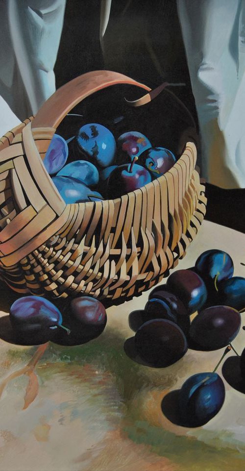 Still life with basket by Valeri Tsvetkov