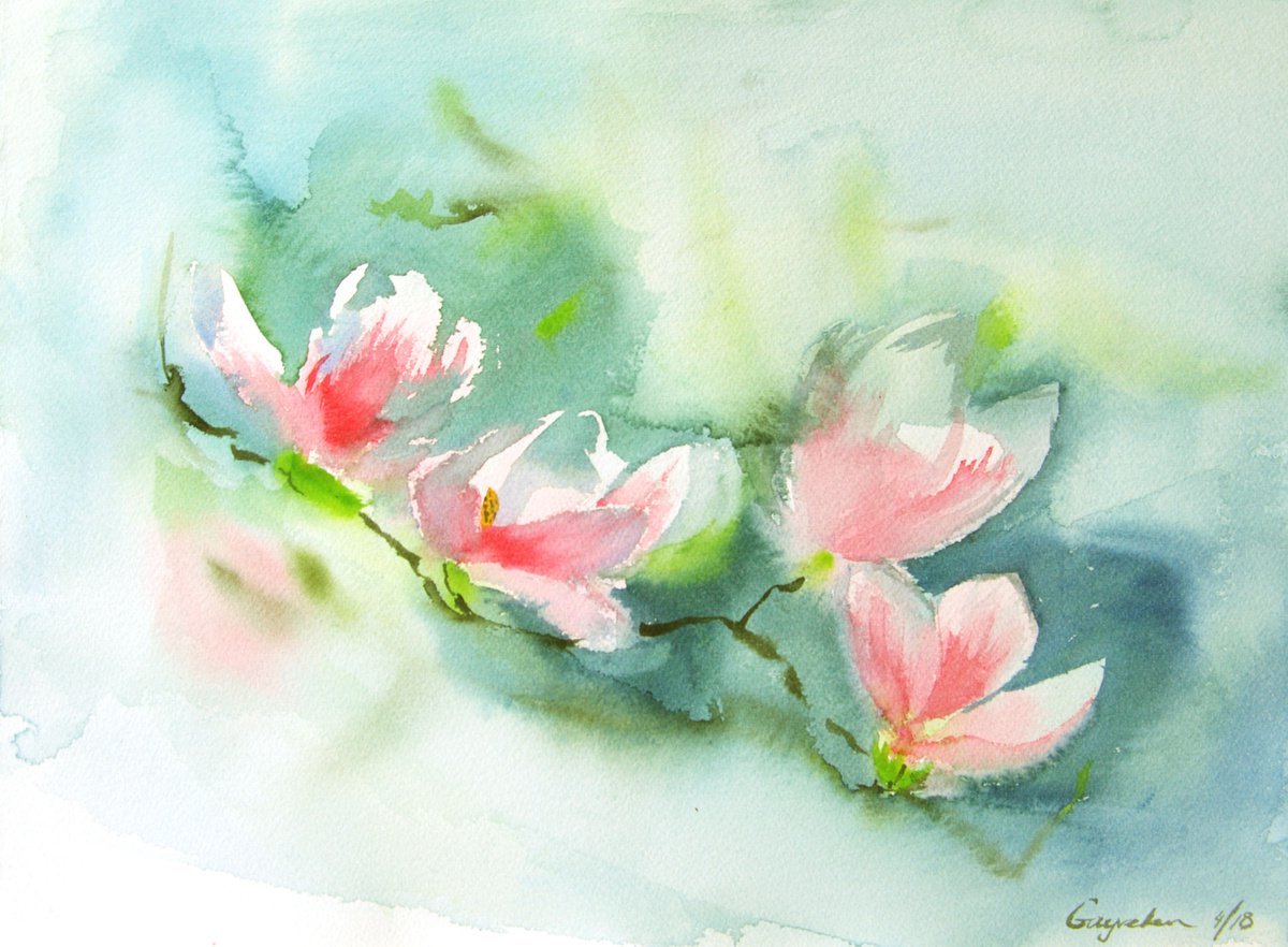 Magnolia branch by Elena Gaivoronskaia