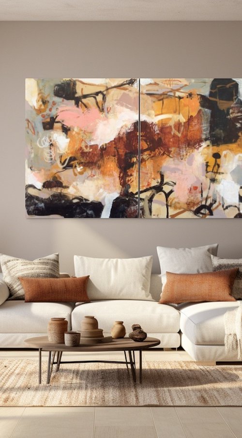 Poetry of life - diptych 1 by Linda Coppens