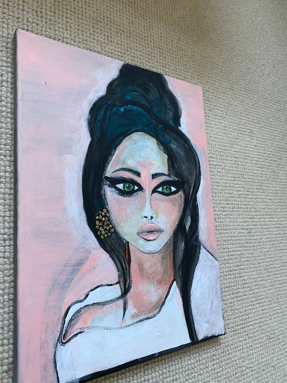 Big Eyes Woman Portrait Original Painting Inspired by Margaret Keane Copy Art Home Decor, Wall Art Decor Gift Ideas Etsy Finds Woman Artist
