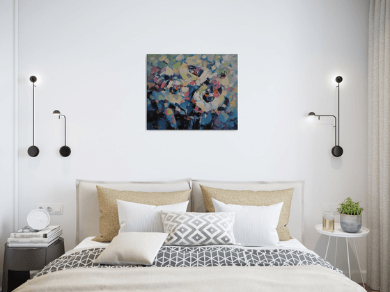 Abstract flowers (50x60cm, oil painting,  ready to hang)