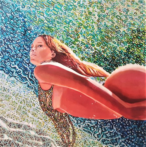 Underwater / 100 x 100 x 5 cm by Alexandra Djokic