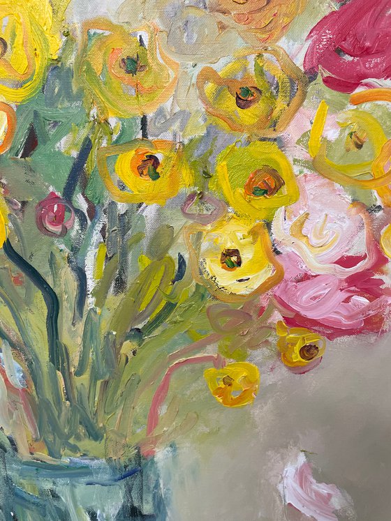 Ranunculus in a glass vase