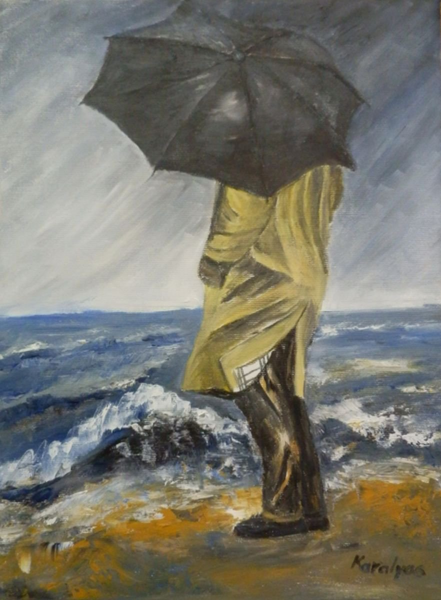 A lonely man Oil painting by Maria Karalyos | Artfinder