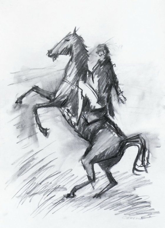 Horseman on a gray horse