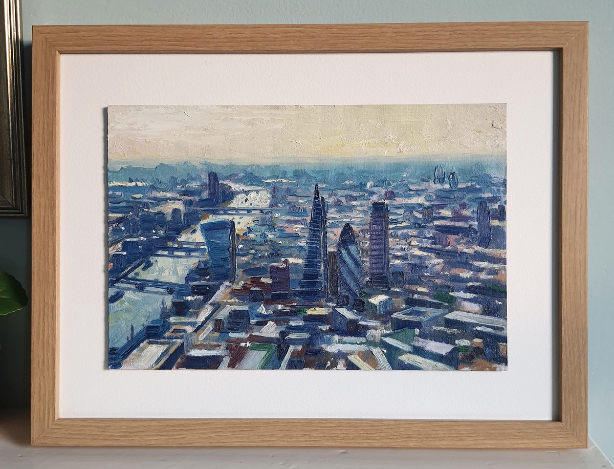 Impressionistic Cityscapes Oil Painting By Roberto Ponte, 16 X 12", View Of London, Original Artwork